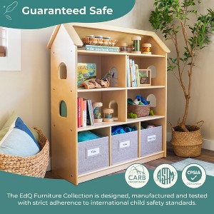Guidecraft EdQ Dollhouse Bookshelf: Wood Kids' Pretend Play Furniture for Playroom and Classroom with Bins for Toys and Dolls - 1 of 4