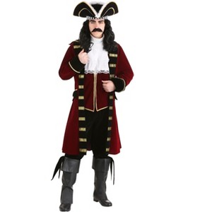 HalloweenCostumes.com Large  Men  Adult Deluxe Captain Hook Costume Mens, Maroon Fancy Pirate Neverland Halloween Outfit, Black/Red/White - 1 of 4