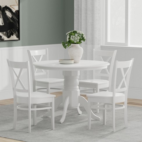 Pedestal dining table and chairs hot sale