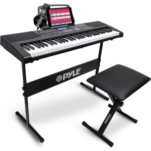 Pyle PKBRD6139BT Digital Musical Karaoke Keyboard Piano with Bluetooth, 61 Keys, Includes Stand, Stool, Headset, and Case - 1 of 4