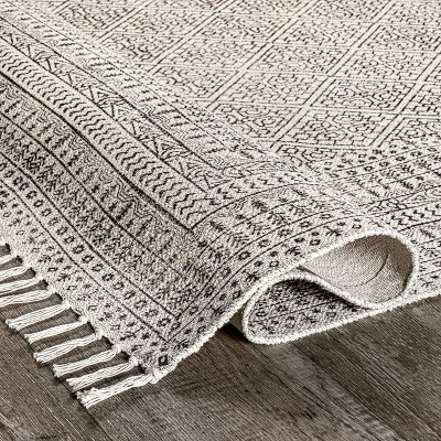 Ivory Cotton Flat Woven Trellis 4' x 6' Area Rug