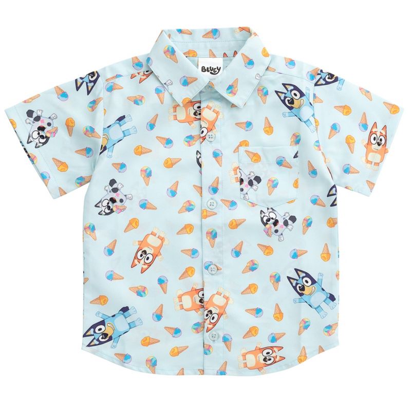 Bluey Hawaiian Button Down Dress Shirt Toddler to Big Kid, 1 of 8