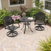3-Piece Round Cast Aluminum Patio Set with Swivel Chairs,Blue Cushions,and Umbrella Hole - 3 of 4