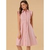 Allegra K Women's Cotton Ruffled Cap Sleeve Tie Waist Button Casual Office Shirt Dress - 3 of 4