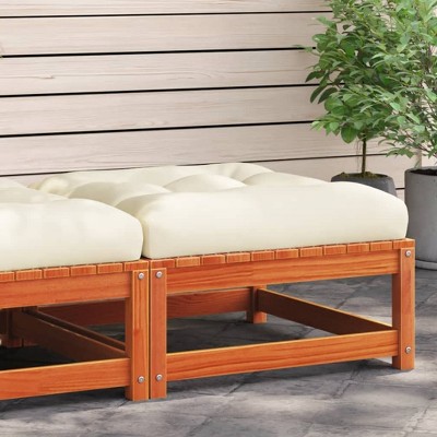 vidaXL Patio Footstool with Cushion Wax Brown Solid Wood Pine