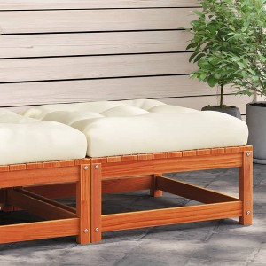 vidaXL Patio Footstool with Cushion Wax Brown Solid Wood Pine - 1 of 4
