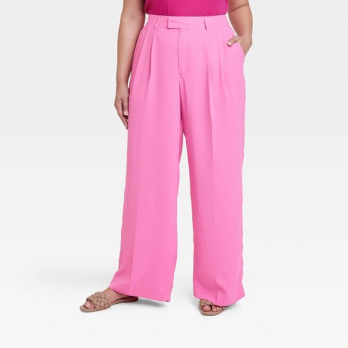 Women's High-rise Wide Leg Fluid Pants - A New Day™ Pink 17 Short : Target