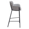 Slate Gray Vinyl Barstool with Steel Frame, 40.2" H – Upholstered Counter Seat by Zuo Modern - 3 of 4