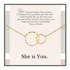 HOPE LOVE SHINE She Is You Strength Gifts for Women Necklace Gold / sterling silver 2 Rings 18" - 1 of 4