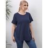 Women's Round Neck Split Hem Short Sleeve T-Shirt Casual Basic Stretchy Cotton Tee Summer Top - 2 of 4