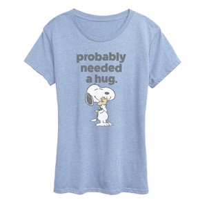 Women's - Peanuts - Snoopy Woodstock Need Hug Short Sleeve Graphic T-Shirt - 1 of 4
