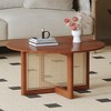 Wooden coffee table with artificial rattan decorations, perfect for a fashionable living room and comfortable tea drinking time - 3 of 4