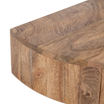 Natural Brown Mango Wood Floating Side Table with Drawer