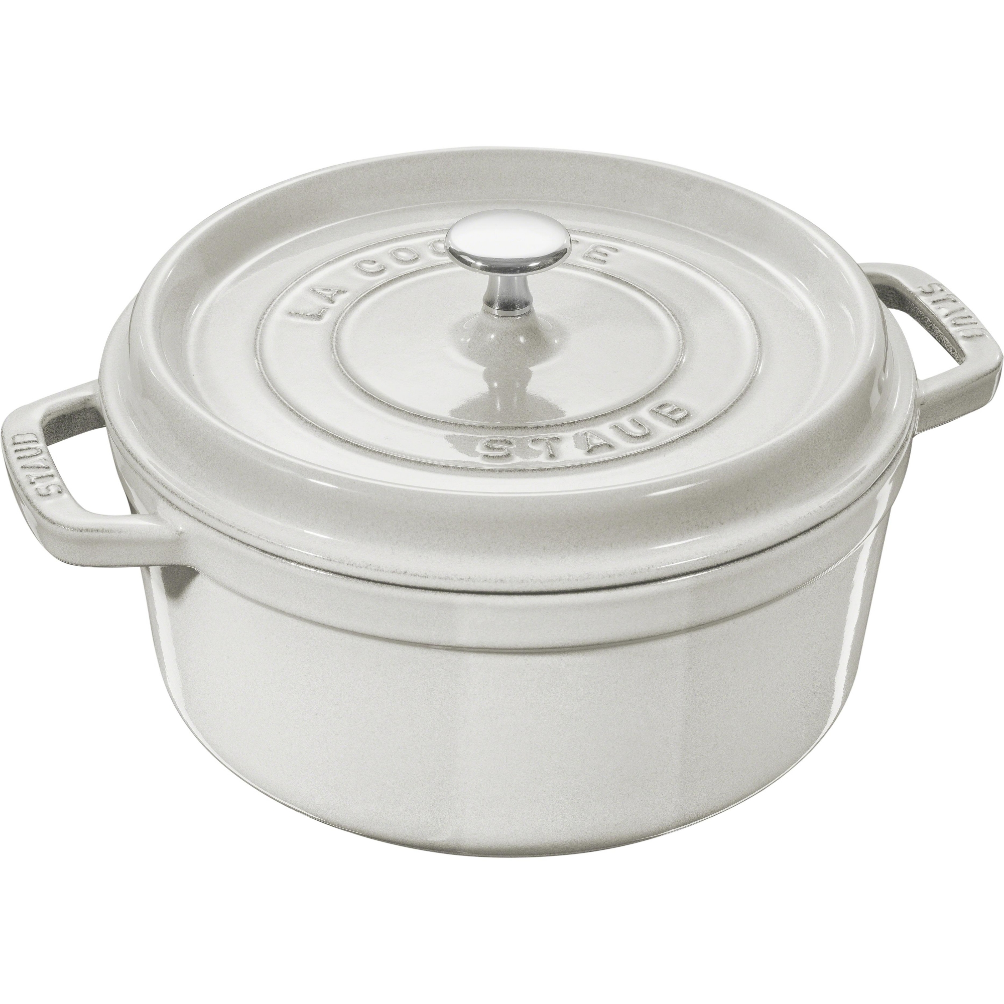 Staub Cast Iron 5.5-qt Round Cocotte - White Truffle