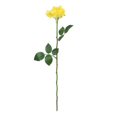 Allstate Floral 23" Yellow Long Stem Artificial Blooming Rose Pick