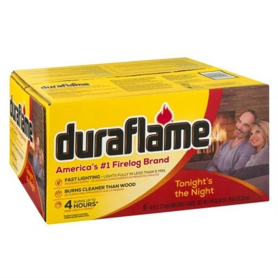 Duraflame  4 Hour Burning Firelogs for Long Lasting Fireplaces, Bonfires, Campfires, 6 Pounds Each, 6 Pack