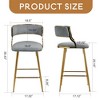 Leovsnove Set of 2,26'' Counter height bar stools Corduroy kitchen island counter bar stool with back,golden chromed base and footrest - 3 of 4