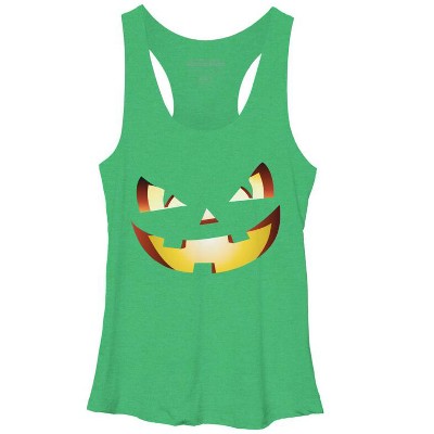 Women's Design By Humans Halloween Pumpkin Evil Smiley Face By artdim Racerback Tank Top