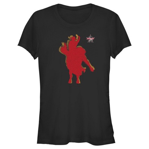 Juniors Womens Professional Bull Riders Red Cowboy Silhouette T-shirt ...