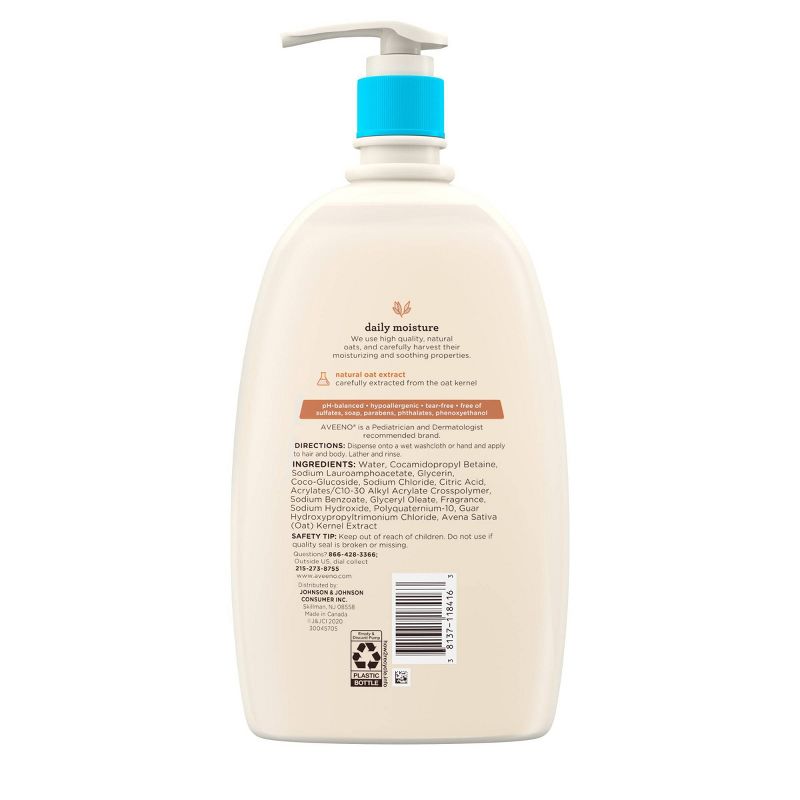 Aveeno Baby Gentle Wash &#38; Shampoo with Natural Oat Extract For Sensitive Hair &#38; Skin - Lightly Scented - 33 fl oz, 3 of 10