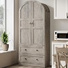 71" Armed Bookcase Cabinet - Wood Storage w/ Doors & Drawers, Farmhouse Display Case for Office & Living Room - 2 of 4