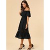 Allegra K Women's Off Shoulder Ruffle Lace Insert High Waist Short Sleeve Flowy Maxi Dress - 4 of 4