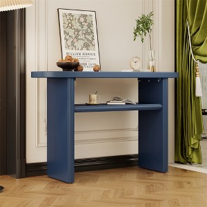 Modern Console Table, Elegant Minimalist Console Table With Rounded Edges And 2-Tier Open Storage Shelf, Display Shelf For Home Entryway Living Room - 1 of 4