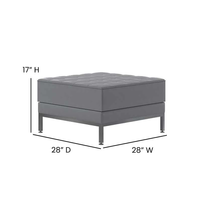 Emma and Oliver Leather Quilted Tufted Living Room/Reception Ottoman, 3 of 5