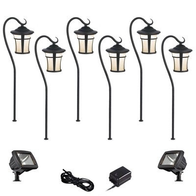 John Timberland Carriage Textured Black 10-Piece LED Path w/ Flood Light Set