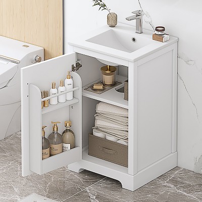 20 Inch Bathroom Vanity With Sink, Bathroom Cabinet With Soft Close Door, Storage Rack And Adjustable Shelves