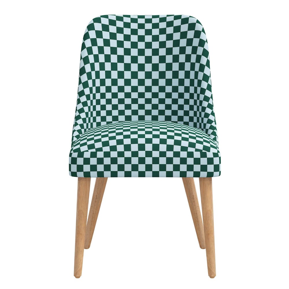 Skyline Furniture Sherrie Upholstered Dining Chair Checkerboard Emerald Blue: Cotton Fabric, Pine Frame, Spot Clean