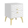 Resenkos 1Pcs Nightstand, 2 Drawer Dresser for Bedroom, Small Side Table, Bedside Furniture, Night Stand, End Table with Gold Handle, White - 3 of 4
