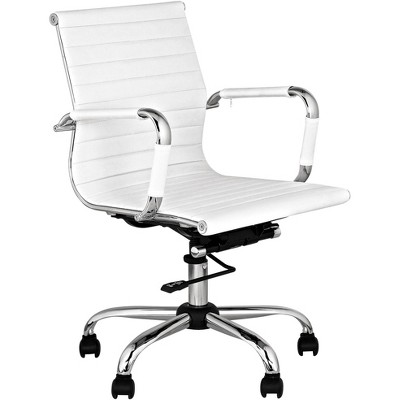 Studio 55D Lealand White and Chrome Low Back Desk Chair