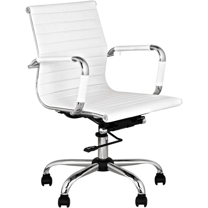 Studio 55D Modern Home Office Chair Swivel Tilt Low Back White Black Chrome Adjustable for Work Desk Home Office Computer, 1 of 10