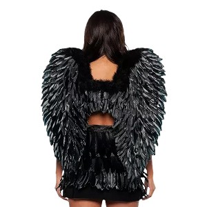 Underwraps Black Feather Wings Adult Costume Accessory - 1 of 4