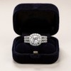 Anna-Kaci Women's Cushion Halo Engagement Ring with Round Cut Center Stone and Triple Band Design - Silver - 2 of 4