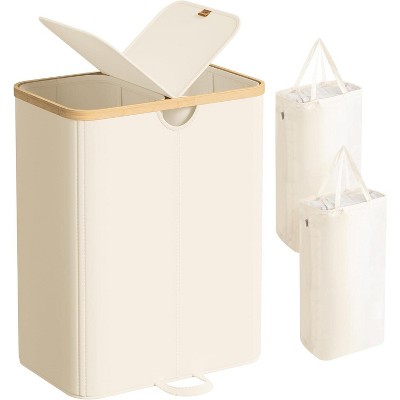 Laundry Hamper with Lids, Laundry Basket with 2 Compartments, 39 Gal. (150 L), Removable Liner Bag