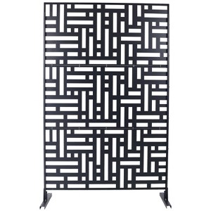 Grungis Matrix Metal Decorative Patio Screens,Freestanding Privacy Fence Panels Screen with Striped Rectangle Pattern for Balcony,76" H×48" W - 1 of 4
