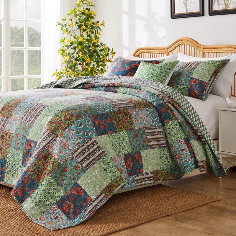 Greenland Home Fashions Jasmin Luxurious Comfortable 3 Pieces Quilt Set Jade, 3 of 6