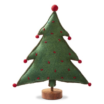 TAG Merry Tree Felt Green Christmas Tree Tabletop Mantel Decor Small 17 in