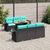 vidaXL Patio Sofa Set with Cushions Modular Conversation Set 7 Piece Poly Rattan - Black - 2 of 4
