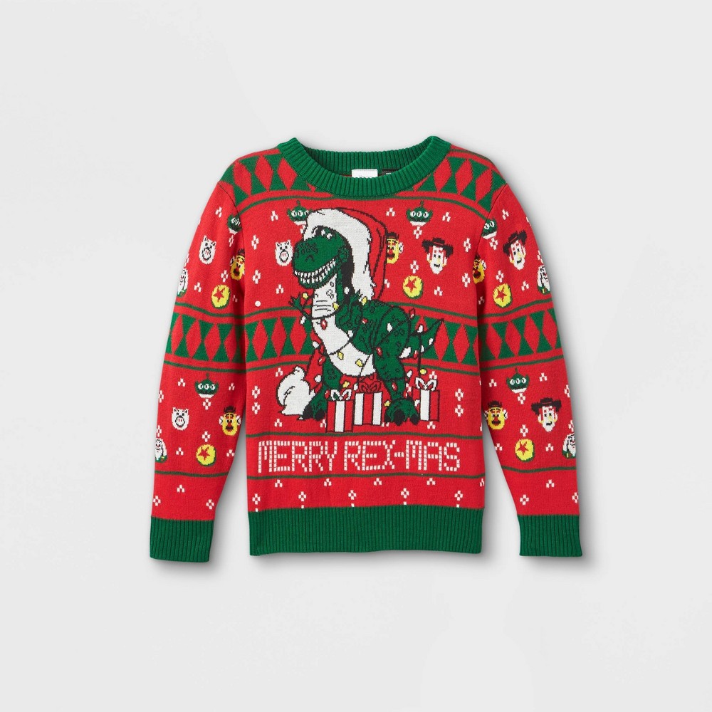 Toddler Boys' Toy Story Merry Rex-Mas Sweater - Red / Green 3T.