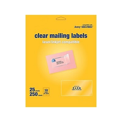 MyOfficeInnovations Laser/Inkjet Shipping Labels 2" x 4" Clear 10 Labels/Sheet 575752