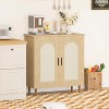 Sideboard Buffet Kitchen Storage Cabinet with Rattan, Solid Wood Feet for Living Room, Hallway, Cabinet with Ample Storage Space - 4 of 4