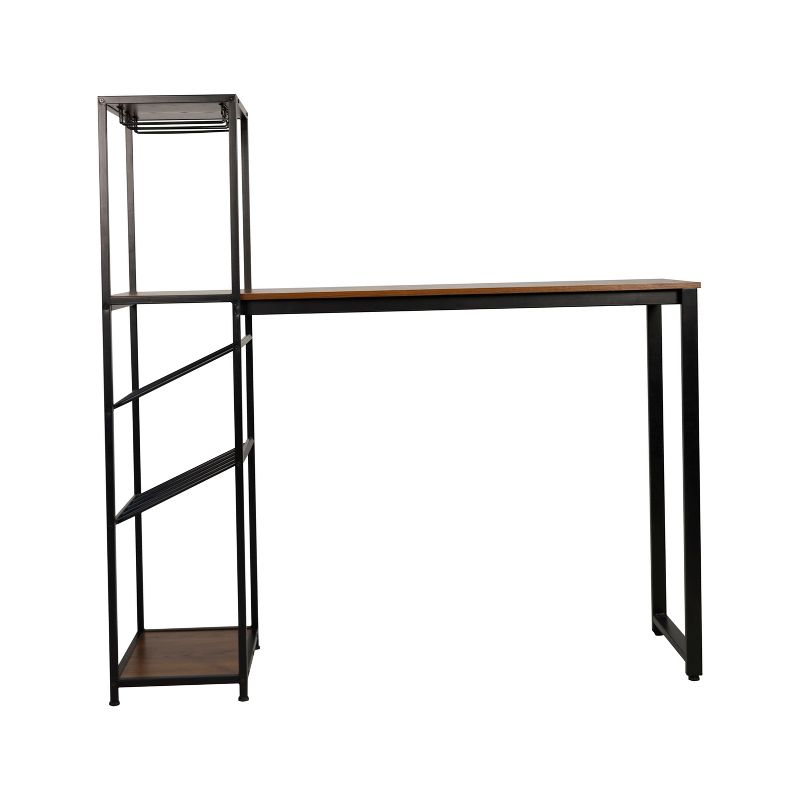 Merrick Lane Metal Bar and Wine Table with Bottle Storage and Hanging Stemware Holders, 3 of 13