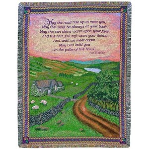 Manual Woodworkers and Weavers "Blessings of Ireland" Tapestry Throw Blanket 50"x60", Cotton, Celtic Irish Blessing and Heritage Decor - 1 of 3