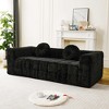 84.6'' Lychee-Textured Polyester Modern Boneless Three-Seater Sofa with Two Circular Throw Pillows - 2 of 4