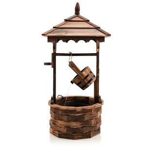 Tangkula Rustic Wishing Well Fountain Outdoor Patio Wooden Water Fountain w/ Electric Pump - 1 of 4