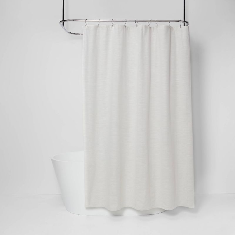 Subtle Striped Textured Shower Curtain Off-White - Threshold&#8482;, 1 of 6
