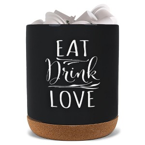 Elanze Designs Eat Drink Love Black X-Large Cork Bottom, Kitchen Counter, Ceramic Stoneware, Coffee, Tea and Hot Chocolate, Machine Brewing, K Capsule - 1 of 1